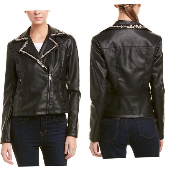 black sequin biker jacket